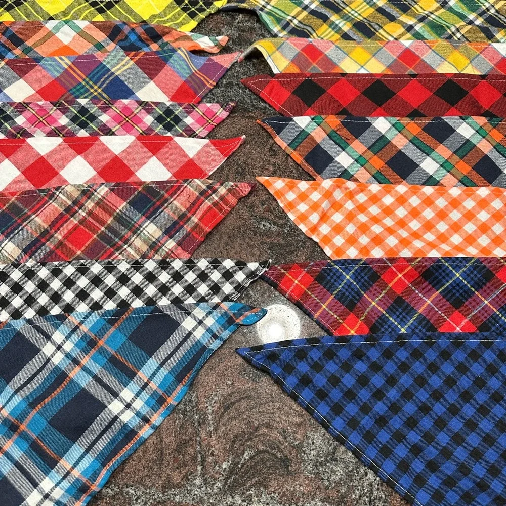 Set of 15 plaid dog bandanas
